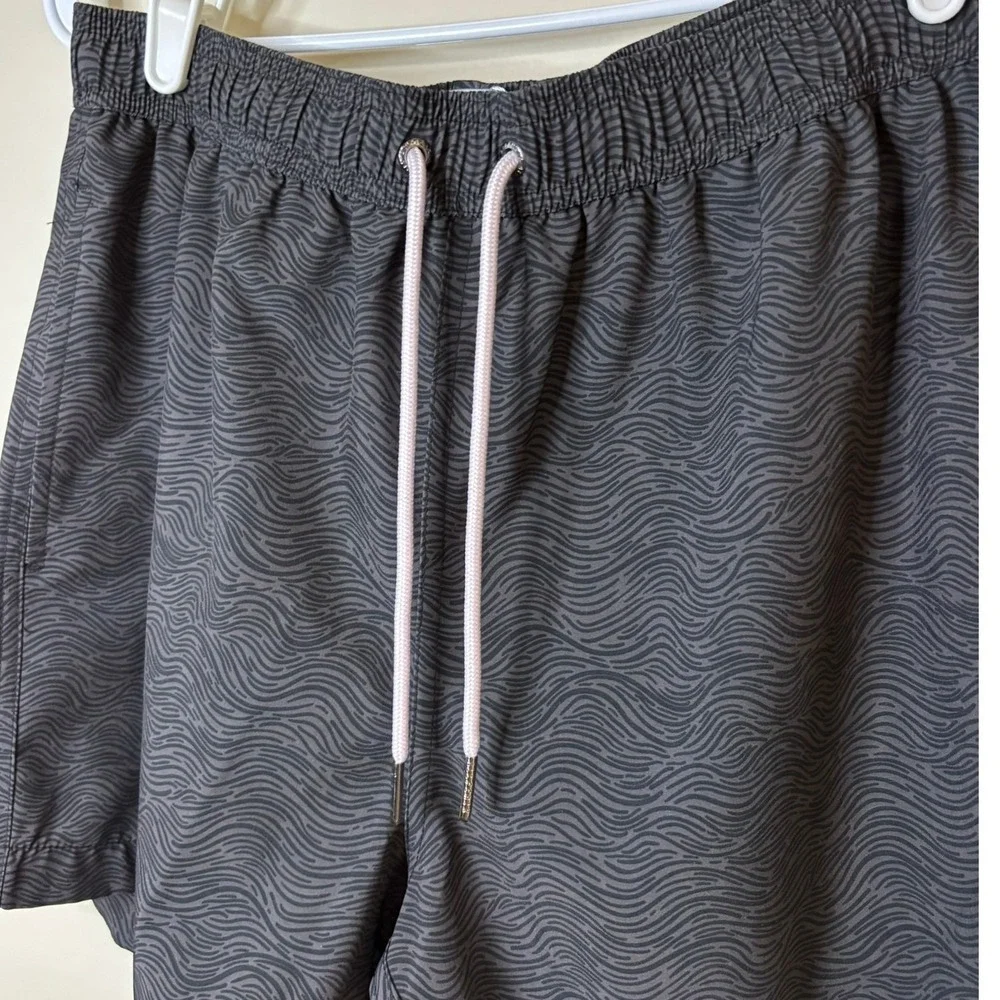 Allfenix Mens Wave Print Swim Trunks Charcoal Grey Mesh Lined Shorts Large